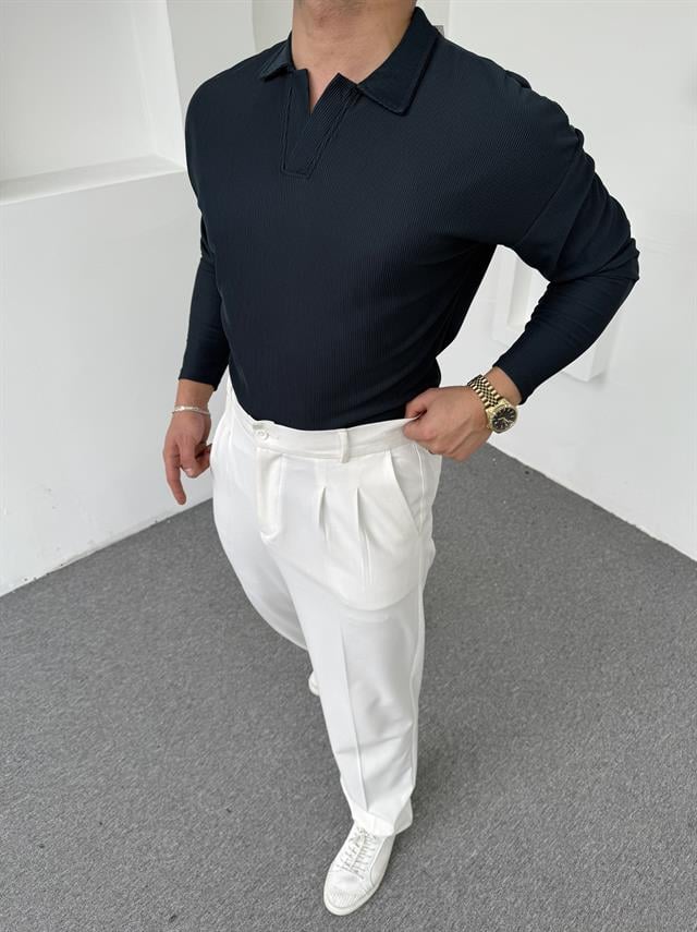 Hemşire Yaka Ottoman Uzunkol Sweatshirt Petrol Yeşili