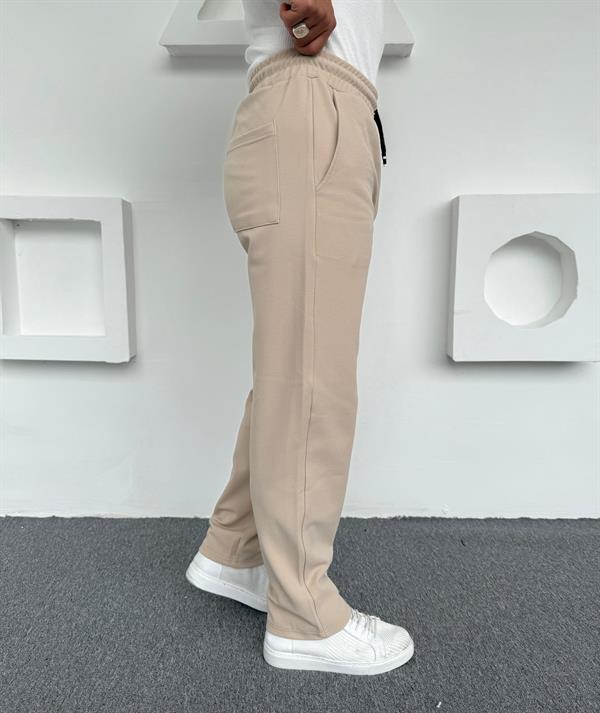 İçi Şardonlu Crap Baggy Kalıp Pantolon Bej