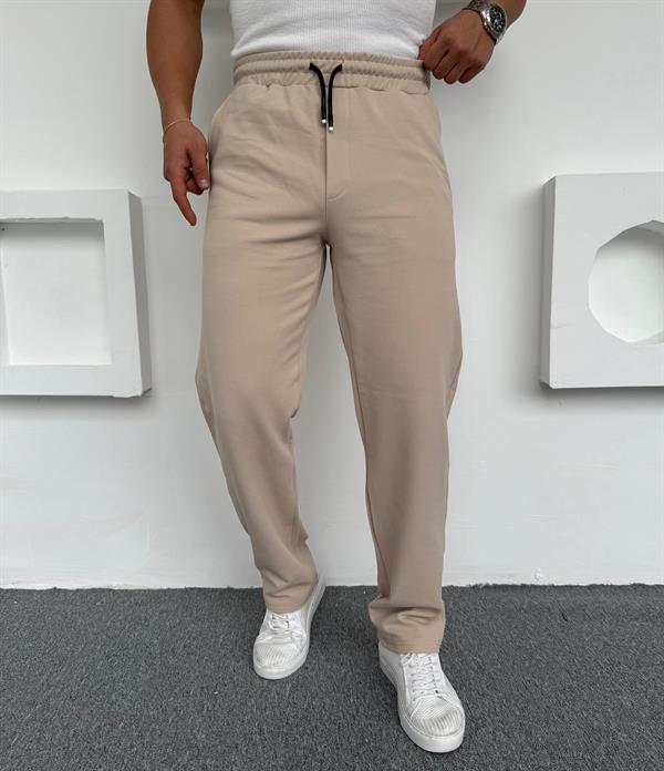 İçi Şardonlu Crap Baggy Kalıp Pantolon Bej