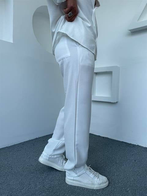 Keten Baggy Pantolon Beyaz