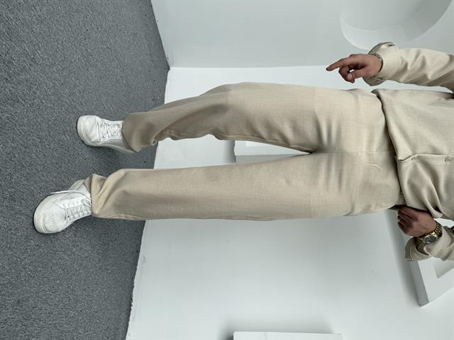 Keten Baggy Pantolon Krem