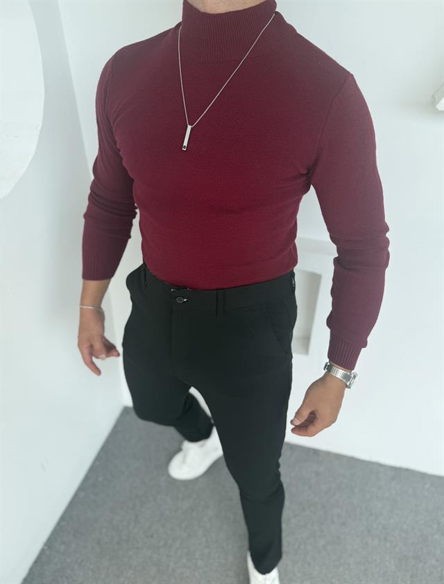 LRD  BASİC İTHAL TRİKO BALIKÇI YAKA SWEATSHİRT BORDO