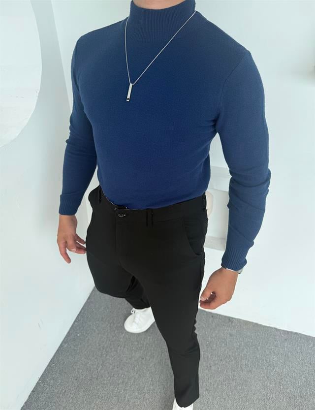 LRD  BASİC İTHAL TRİKO BALIKÇI YAKA SWEATSHİRT LACİVERT
