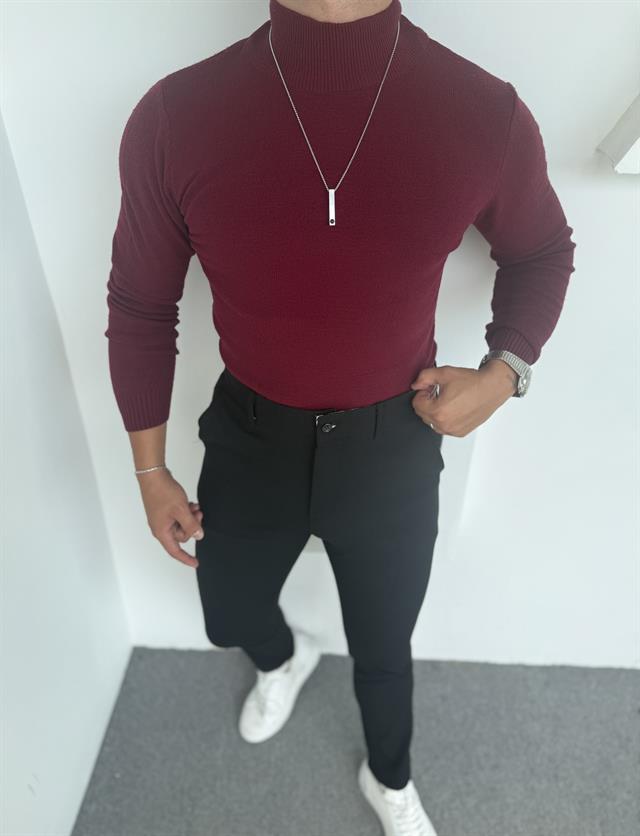 LRD  BASİC İTHAL TRİKO BALIKÇI YAKA SWEATSHİRT BORDO