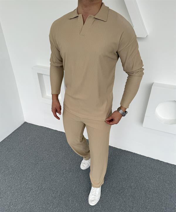 Ottoman Baggy Polo Yaka Takım Bej