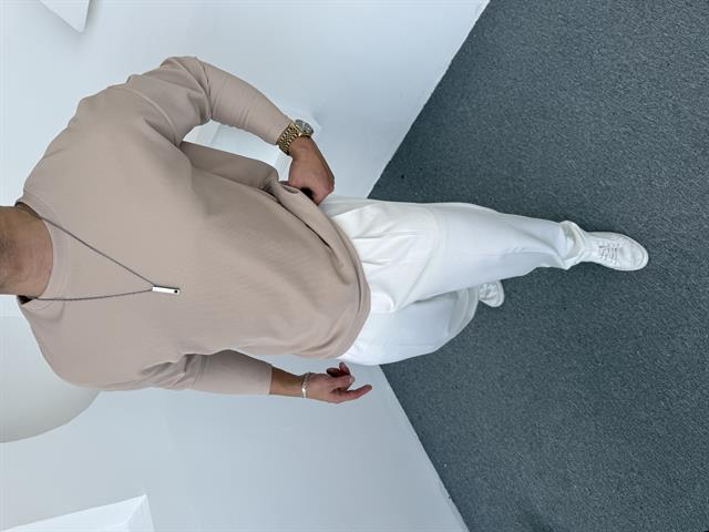 Ottoman Bisiklet Yaka Sweatshirt Bej