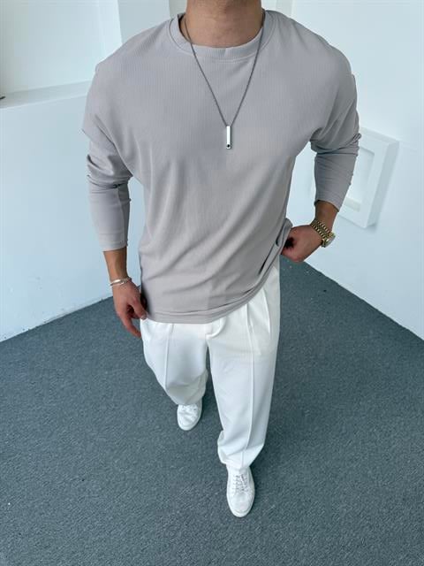 Ottoman Bisiklet Yaka Sweatshirt Gri
