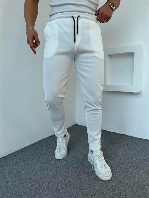 Ottoman Duble Paça Pantolon Beyaz