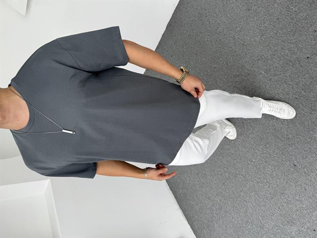 Oversize Pamuk Basic Tshirt Antrasit