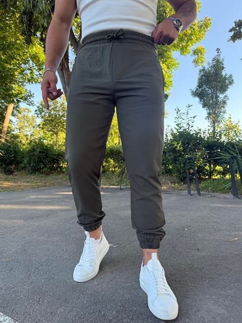 PARAŞÜT KUMAŞ PAÇA LASTİK PANTOLON HAKİ