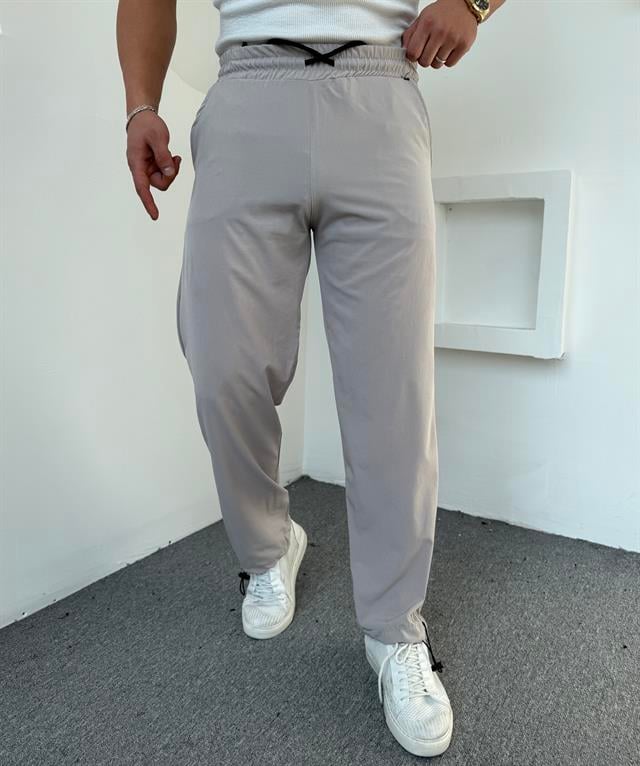 Paraşüt Kumaş Spor Likra Baggy Pantolon Gri
