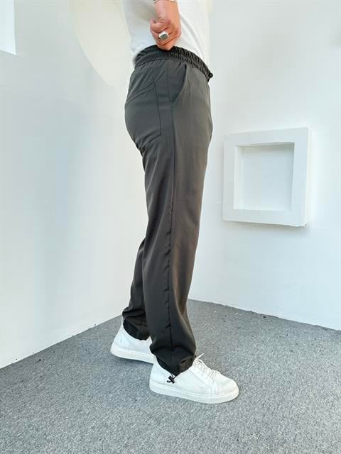 Paraşüt Kumaş Spor Likra Baggy Pantolon Haki Yeşil