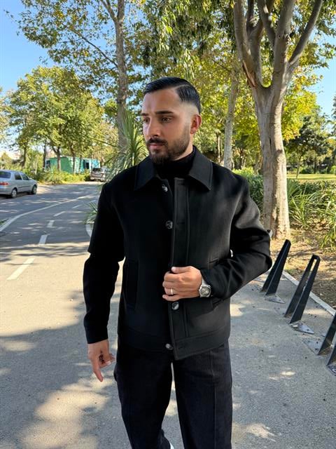 PREMİUM ASTARLI KAŞE CEKET MONT SİYAH