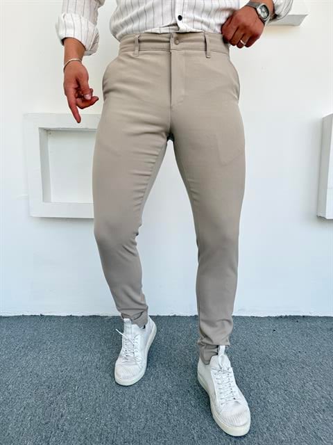 Premium Slimfit Klasik Kumaş Pantolon Bej