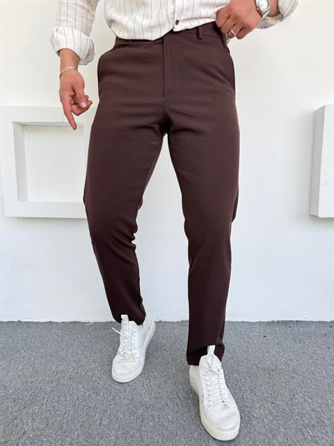 Premium Slimfit Klasik Kumaş Pantolon Acı Kahve