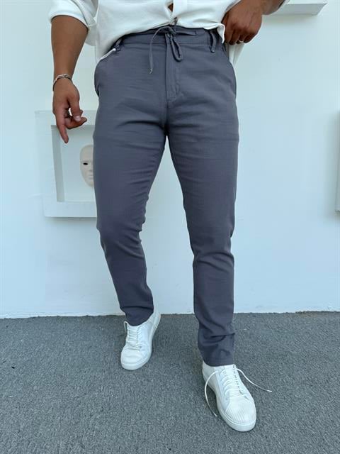 REGULAR KALIP KETEN PANTOLON GRİ