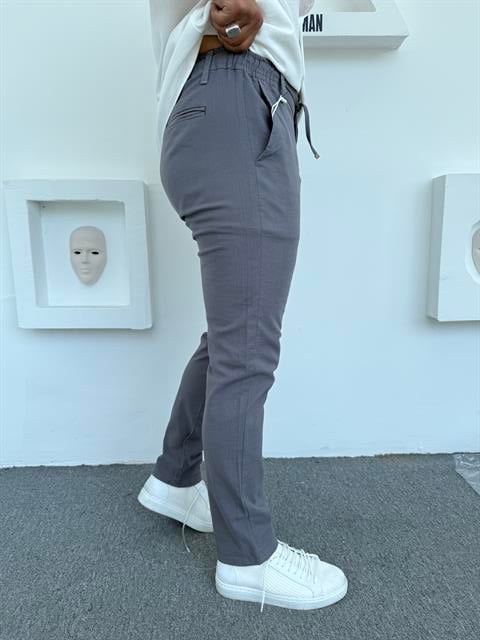 REGULAR KALIP KETEN PANTOLON GRİ