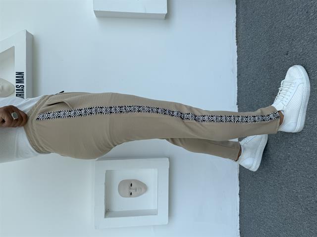 ŞERİT DESEN CRAP BOYFİREND PANTOLON BEJ