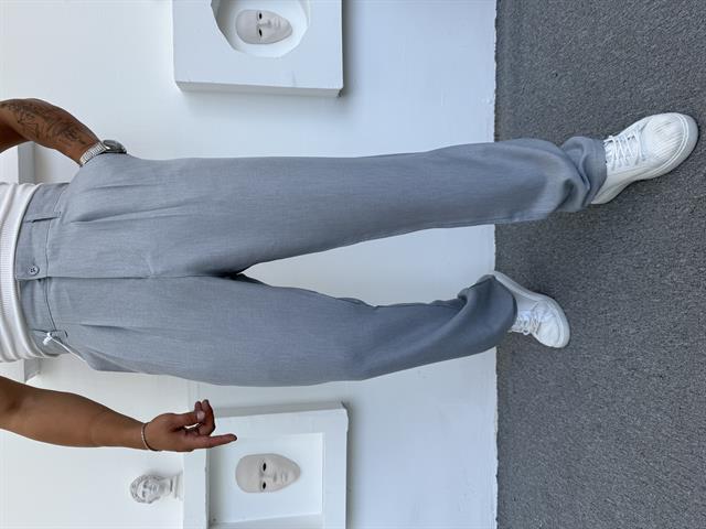 SOFYA KETEN PİLELİ BAGGY BUZ MAVİ