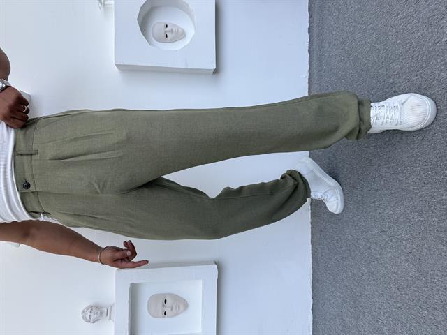 SOFYA KETEN PİLELİ BAGGY HAKİ YEŞİL