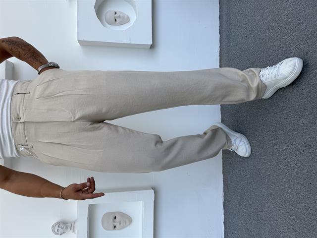 SOFYA KETEN PİLELİ BAGGY KREM