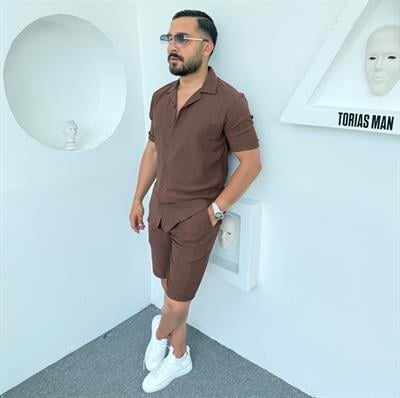 Bürümcük Şortlu Pamuk Takım Acı Kahve