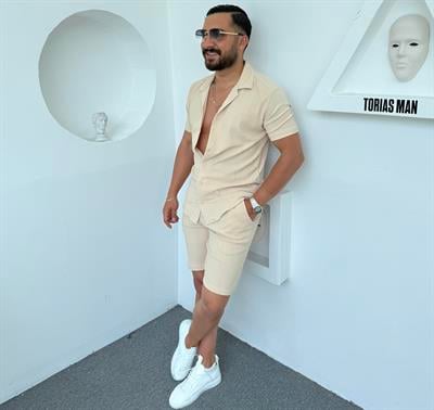 Bürümcük Şortlu Pamuk Takım Krem