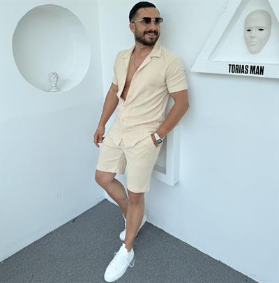 Bürümcük Şortlu Pamuk Takım Krem