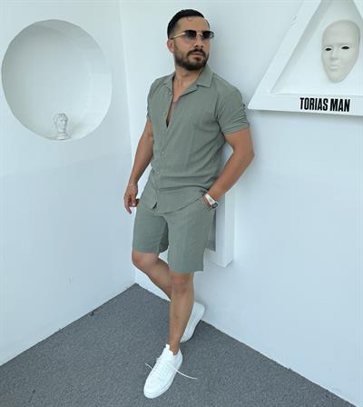 Bürümcük Şortlu Pamuk Takım Yeşil