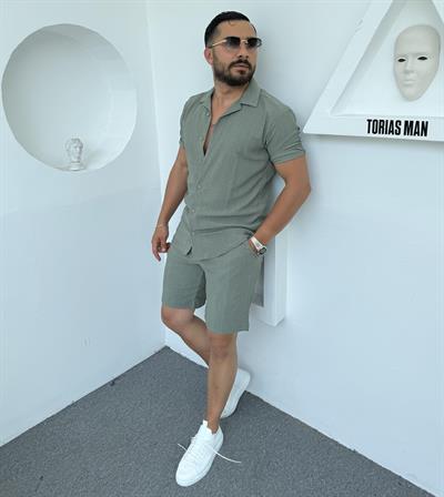 Bürümcük Şortlu Pamuk Takım Yeşil