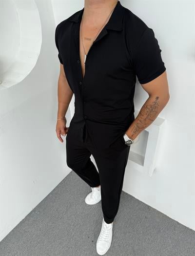 CRAP BOYFİREND GÖMLEK TAKIM SİYAH