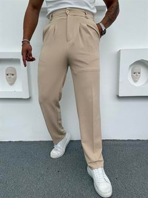 CRAP PİLELİ BAGGY PANTOLON KREM