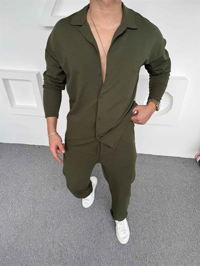Crep Gömlek Takım Haki Yeşil