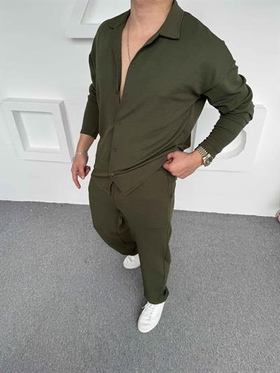Crep Gömlek Takım Haki Yeşil