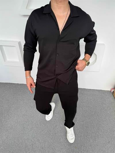 Crep Gömlek Takım Siyah