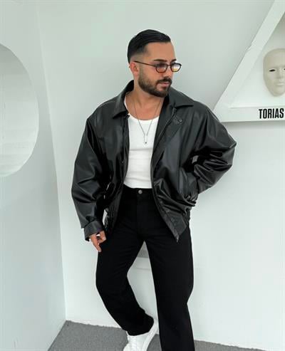 DERİ BOMBER MONT SİYAH
