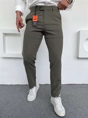 Dil Detay Klasik Premium Kumaş Pantolon Çağla Yeşili