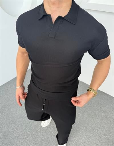Fitlli Polo Yaka T-Shirt Siyah