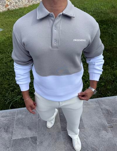 FREEMİND NAKIŞLI 3 İPLİK ŞARDONLU SWEATSHİRT GRİ