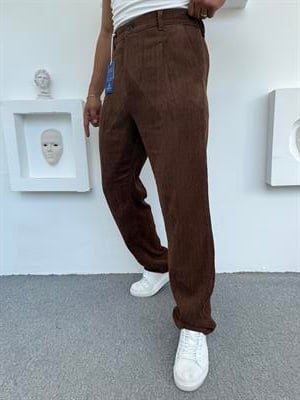 GRAMAJLI BAGGY KALIP KADİFE PANTOLON ACI KAHVE