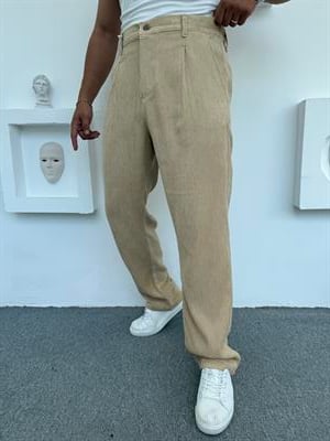 GRAMAJLI BAGGY KALIP KADİFE PANTOLON KREM