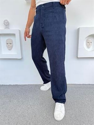 GRAMAJLI BAGGY KALIP KADİFE PANTOLON LACİVERT