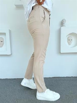 GRAMAJLI KLASİK SLİMFİT KUMAŞ PANTOLON KREM