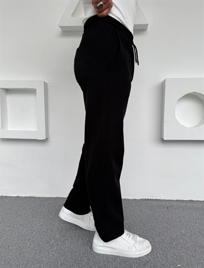 İçi Şardonlu Crap Baggy Kalıp Pantolon Siyah