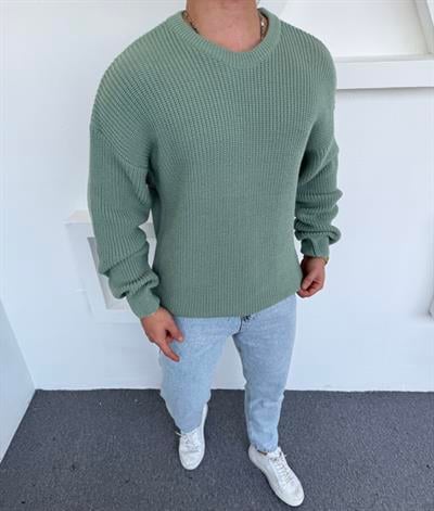 Kalın Bisiklet Yaka Oversize Triko Mint