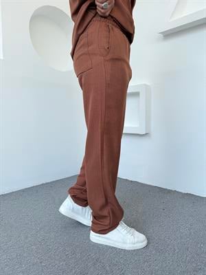 Keten Baggy Pantolon Acı Kahve
