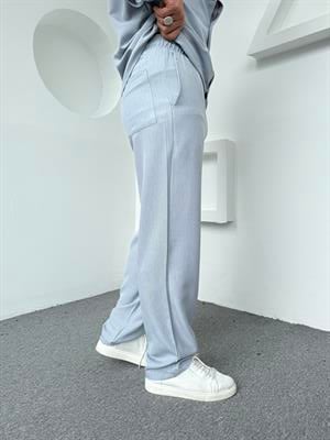 Keten Baggy Pantolon Buz Mavi
