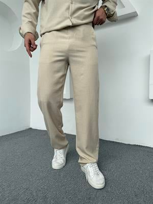 Keten Baggy Pantolon Krem