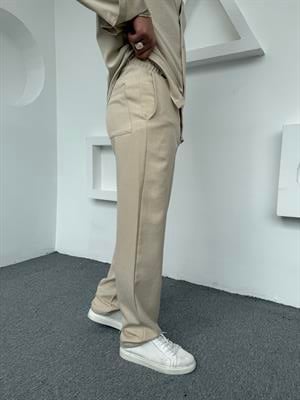 Keten Baggy Pantolon Krem