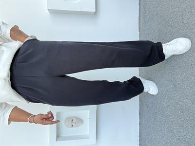 KUŞAK DETAYLI %100 PAMUK HAM KETEN BAGGY PANTOLON SİYAH